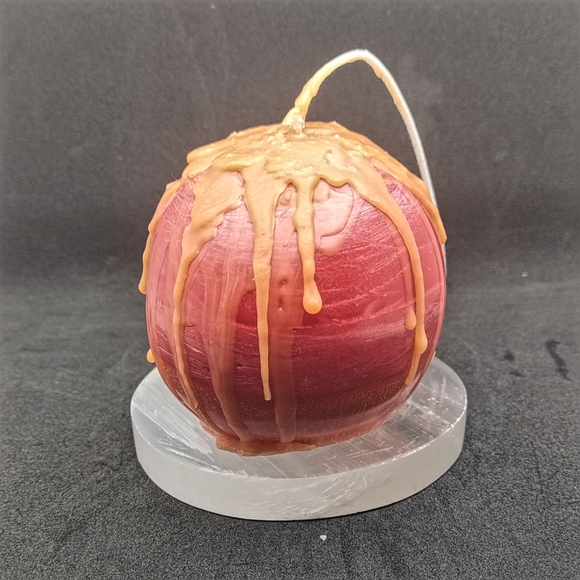 Hand-made Dark & Light Orange Skull Candle Unscented - Picture 4 of 5